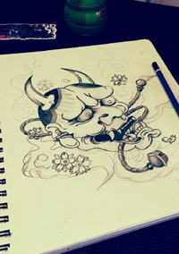 经典手绘般若纹身图案