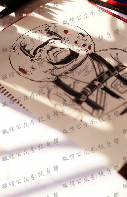 手绘人物肖像纹身图案