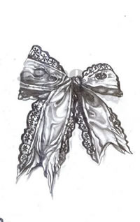 蕾丝边蝴蝶结纹身图案