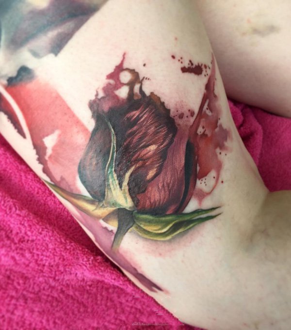 玫瑰纹身图    蓓蕾初开的玫瑰纹身图案