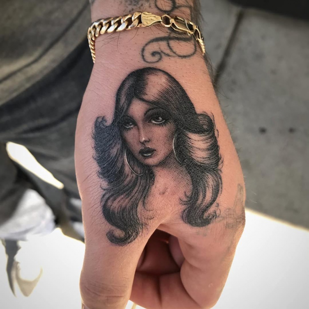 女人头纹身图案   多款艺术纹身彩绘风格和黑白灰风格的女人头纹身图案