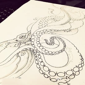 经典手绘章鱼纹身图案