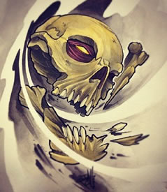 吉祥寓意的骷髅纹身图案