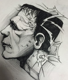 素描人物头像纹身图案