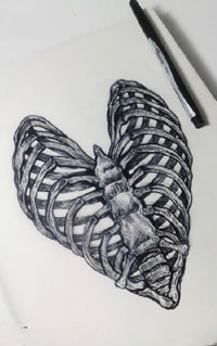 经典手绘肋骨纹身图案