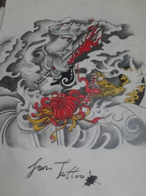 经典风神菊花纹身图案