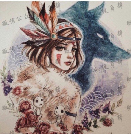 手稿印度安小女孩纹身图案