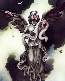 手稿天使骷髅纹身图案