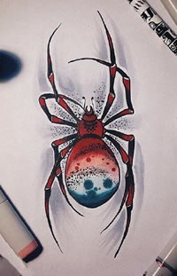 手稿立体逼真的蜘蛛纹身图案