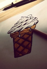 手稿冰激凌纹身图案