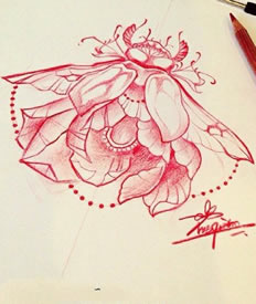 手稿漂亮的昆虫纹身图案