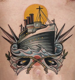开起的帆船纹身图案