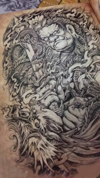 手稿不动明王纹身图案