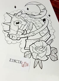 手稿独角兽纹身图案