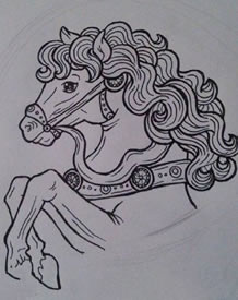 手稿奔驰的骏马纹身图案