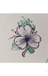 水墨三叶草纹身图案