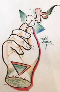 手绘手拿火柴纹身图案