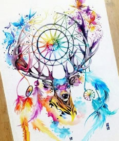 水彩捕梦网纹身图案