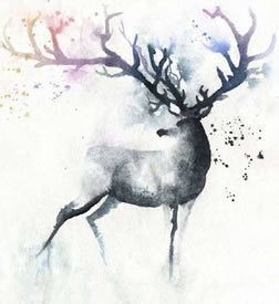 经典水墨灵鹿纹身图案