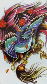 手稿漂亮的凤凰纹身图案