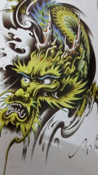 手稿霸气的中国龙纹身图案