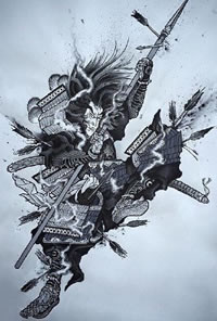 手稿钟馗纹身图案