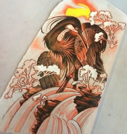 手绘仙鹤纹身图案