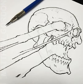 手绘骷髅头纹身图案