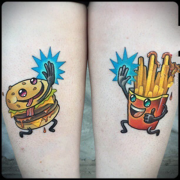 食物纹身 快餐文化的美味薯条纹身图案