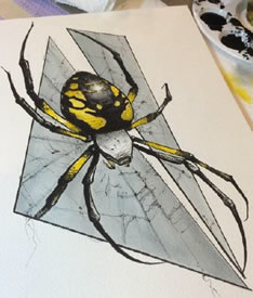 立体彩绘蜘蛛纹身图案