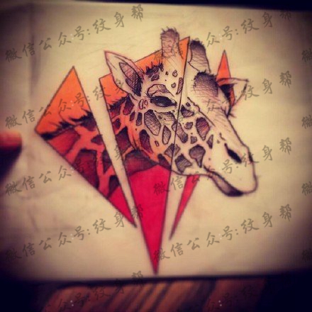 彩色手绘独角兽纹身图案