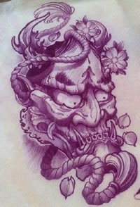 手稿素描般若纹身图案