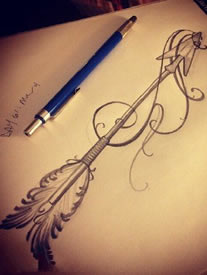 手稿素描箭纹身图案