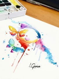 水彩风蝴蝶纹身图案