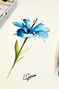 水彩风水仙花纹身图案