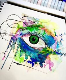 水彩风格清澈之眼睛纹身图案