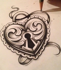手稿心形图腾纹身图案