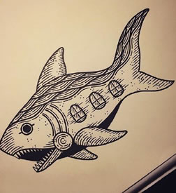 点刺鱼纹身图案