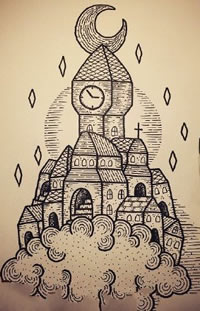 手稿带刺城堡纹身的图案