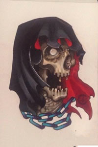 手臂死神骷髅纹身图案