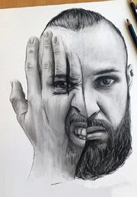 手稿人头艺术纹身图案