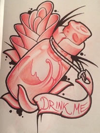 手稿药水瓶纹身图案