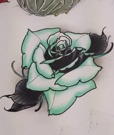 手稿素描玫瑰纹身图案