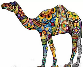 手稿花卉骆驼纹身图案