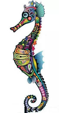 手稿七彩龙纹身图案