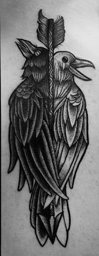 手稿生死的乌鸦纹身图案