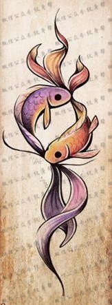 双鱼座纹身手稿_45张十二星座之双鱼手稿纹身图案