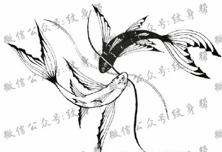 双鱼座纹身手稿_45张十二星座之双鱼手稿纹身图案