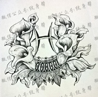 双鱼座纹身手稿_45张十二星座之双鱼手稿纹身图案