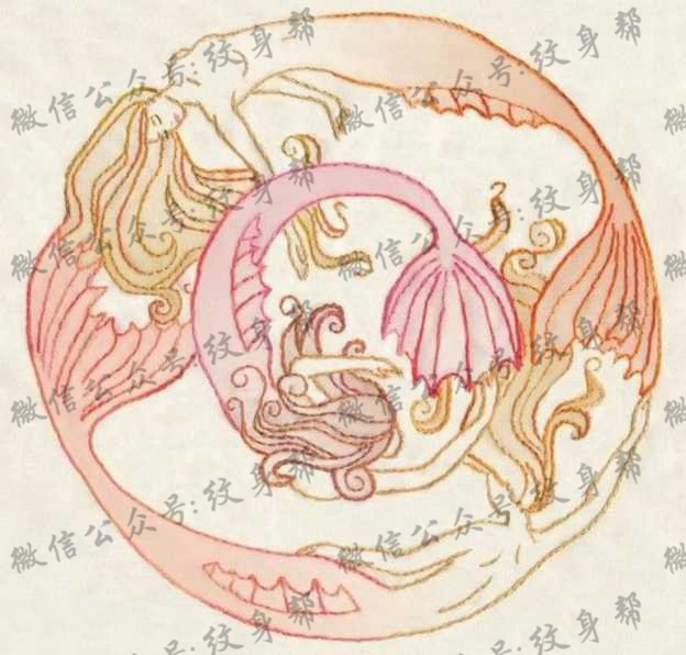 双鱼座纹身手稿_45张十二星座之双鱼手稿纹身图案